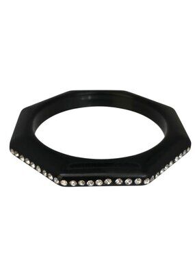 Vintage Resin/Lucite Rhinestone Octagon Bangle Bracelet (A9195)